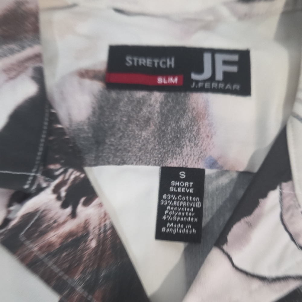 jf j.ferrar Men's Casual Stretch Shirt - Black and White